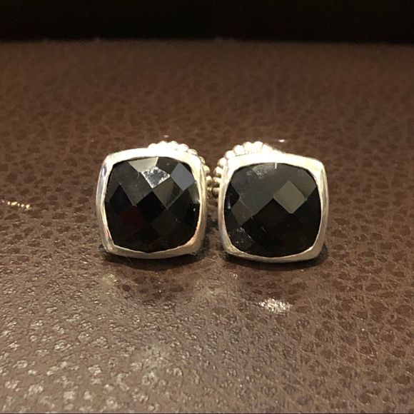 LOIS HILL Black Onyx Cushion Cut Checkerboard Sterling Silver Stud Earrings - Picture 6 of 15
